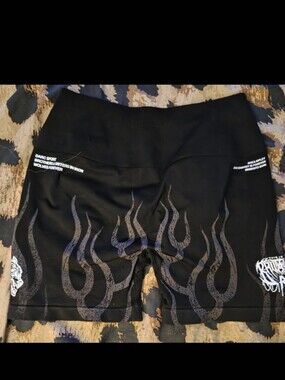 Darc Sport Black Women's Bike Shorts with Flame Print